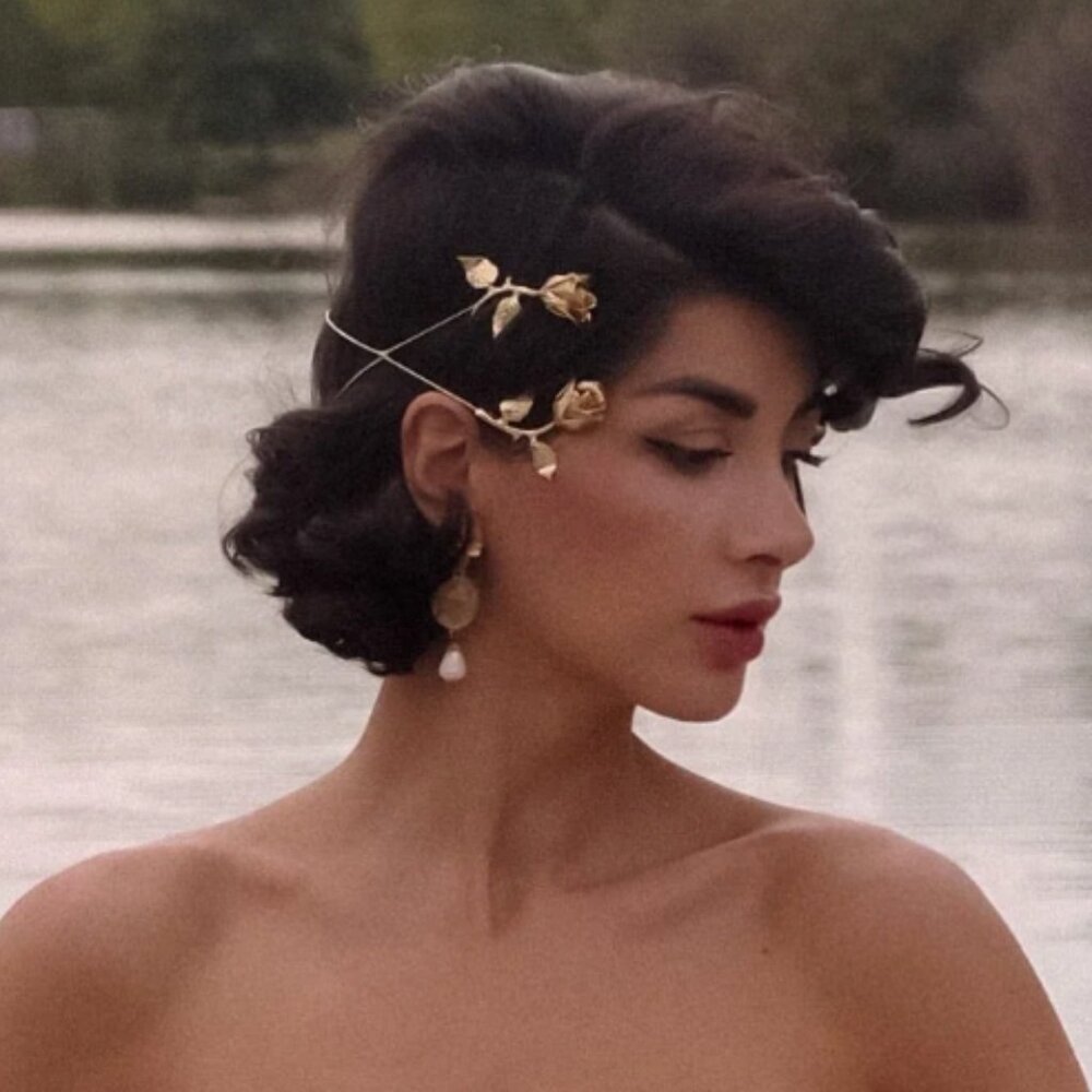 Epona Valley Rose and Vine Circlet 14k Gold Plating